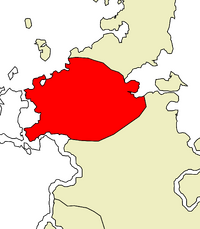 Location (in red) within the Region of Hydia (in yellow)